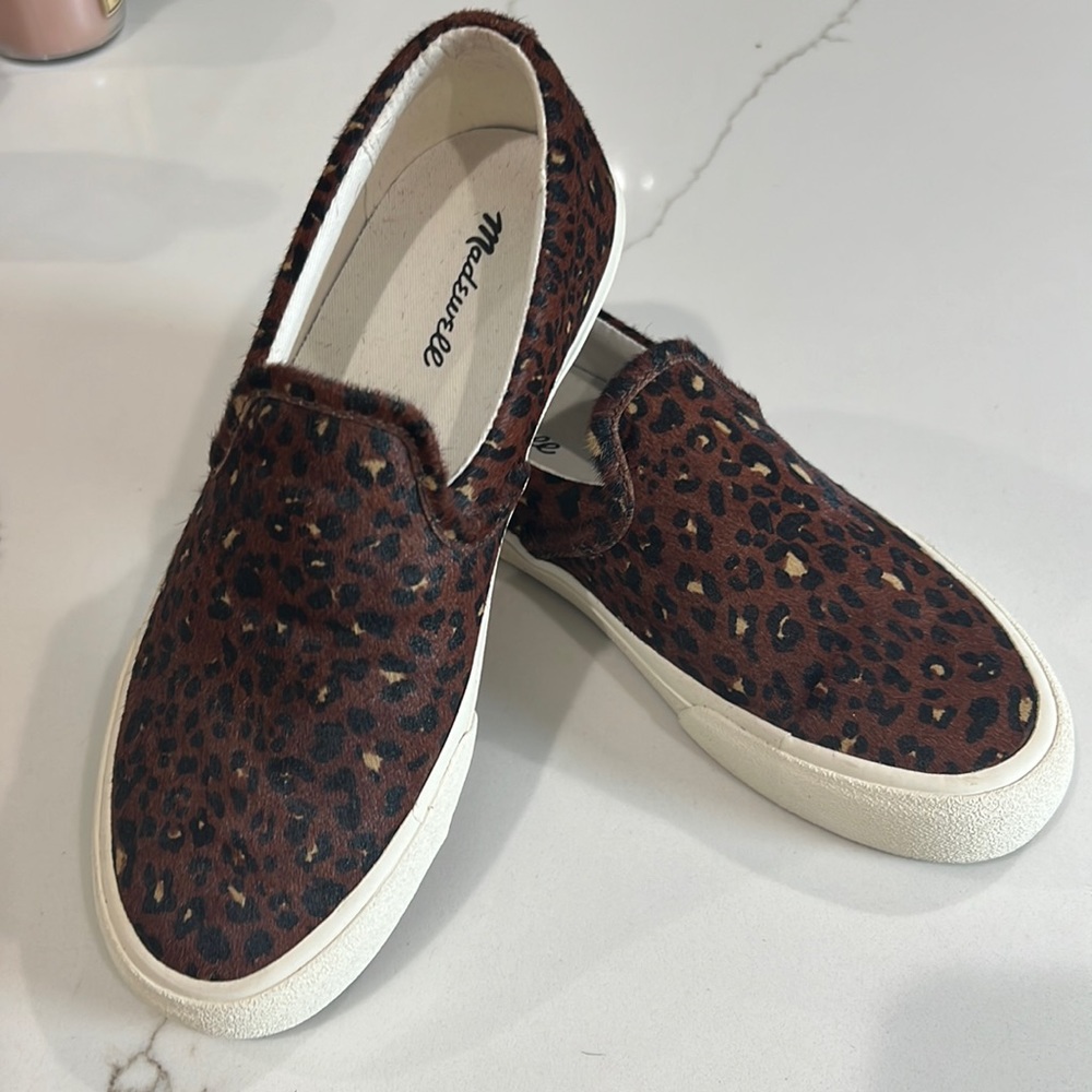 Madewell slip on sneakers with brown leopard print